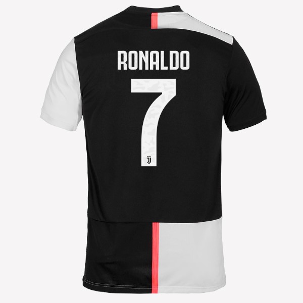 Camiseta Juventus NO.7 Ronaldo Replica Primera Ropa 2019/20 Blanco Negro